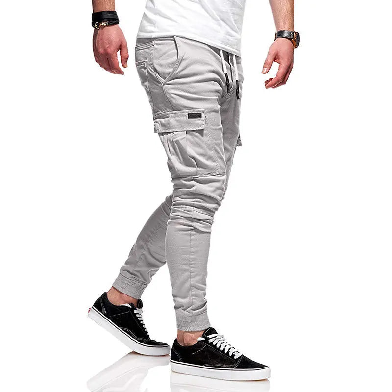 Men's Slim Fit Ankle-tied Pencil Pants with Drawstring and Side Pockets - Piscero Co